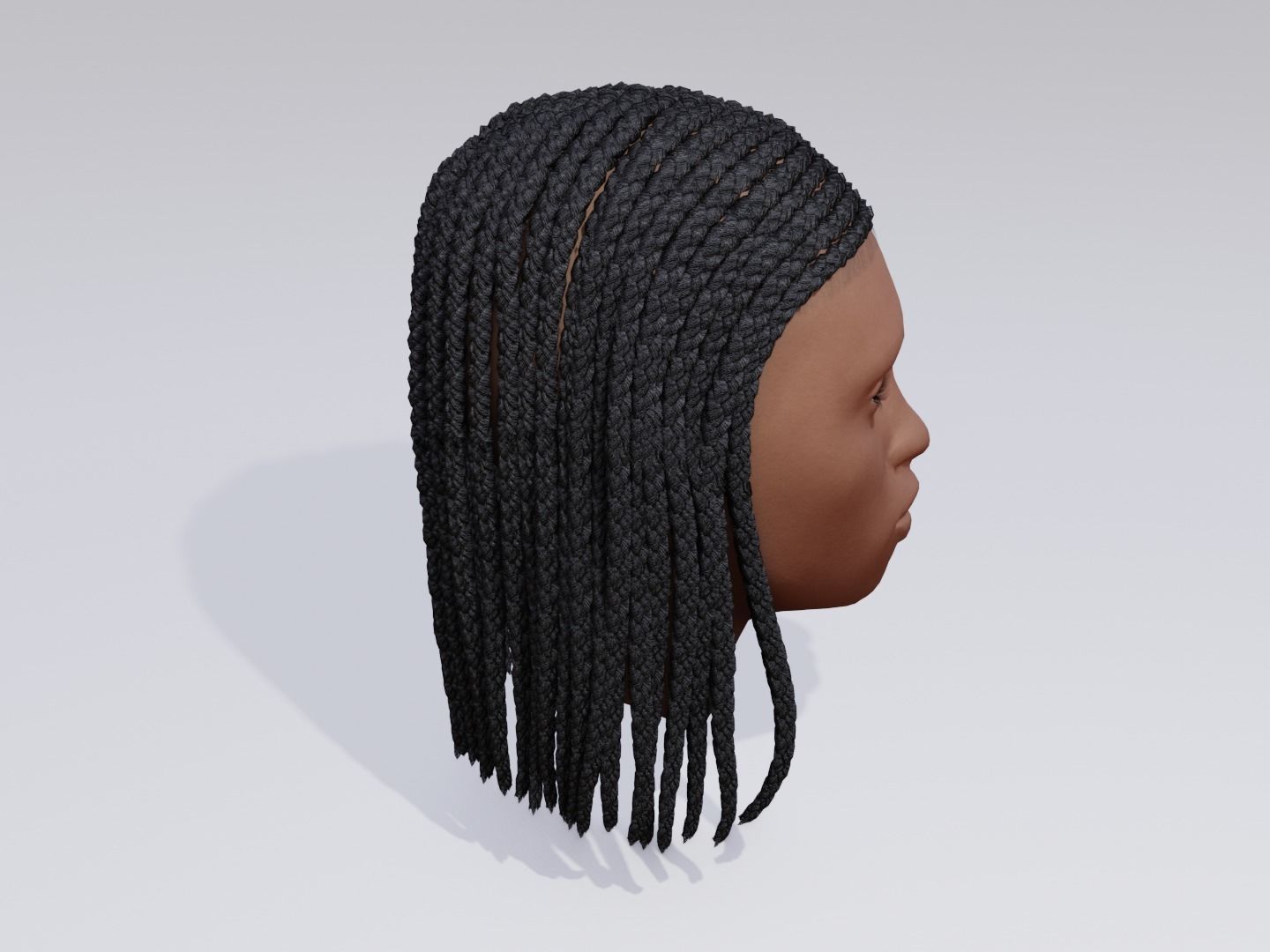 Female afro hair braids 3d Model v01 Low-poly 3D model_4