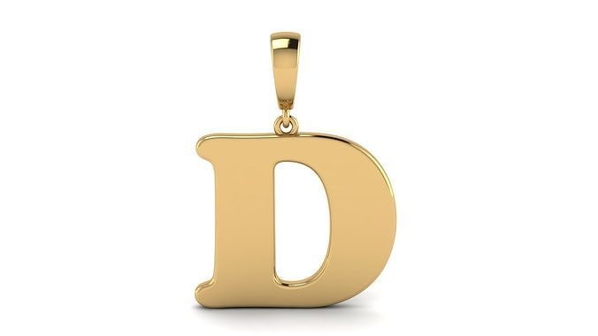 Pendant Alphabet Letter D 15 mm Cooper Black 3D print model