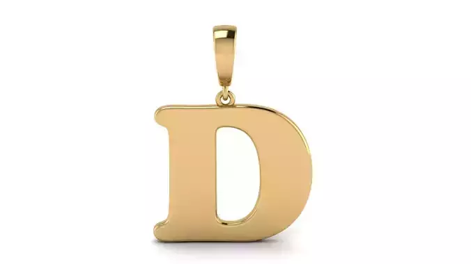 Pendant Alphabet Letter D 15 mm Cooper Black 3D print model