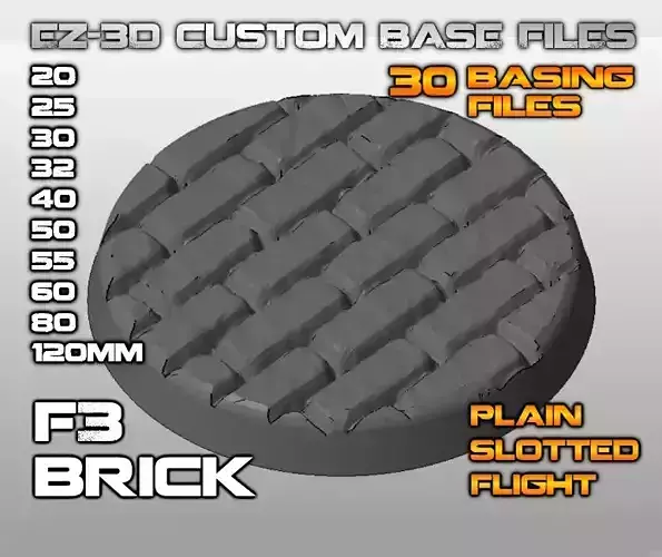 F3 - BRICK 20-120mm Round Bases 3D print model