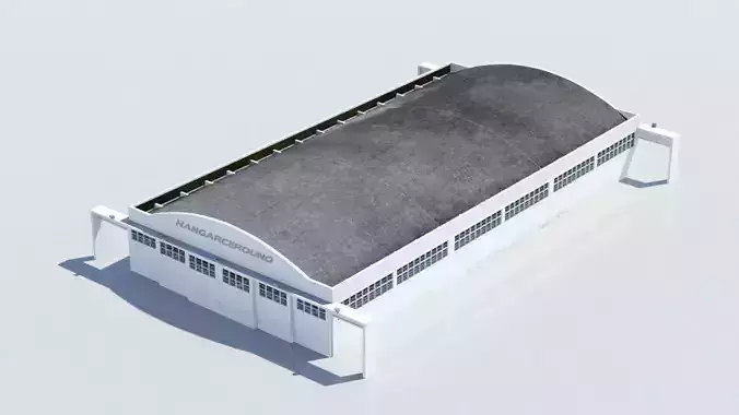 Large Airport Hangar Building escenery Low Poly