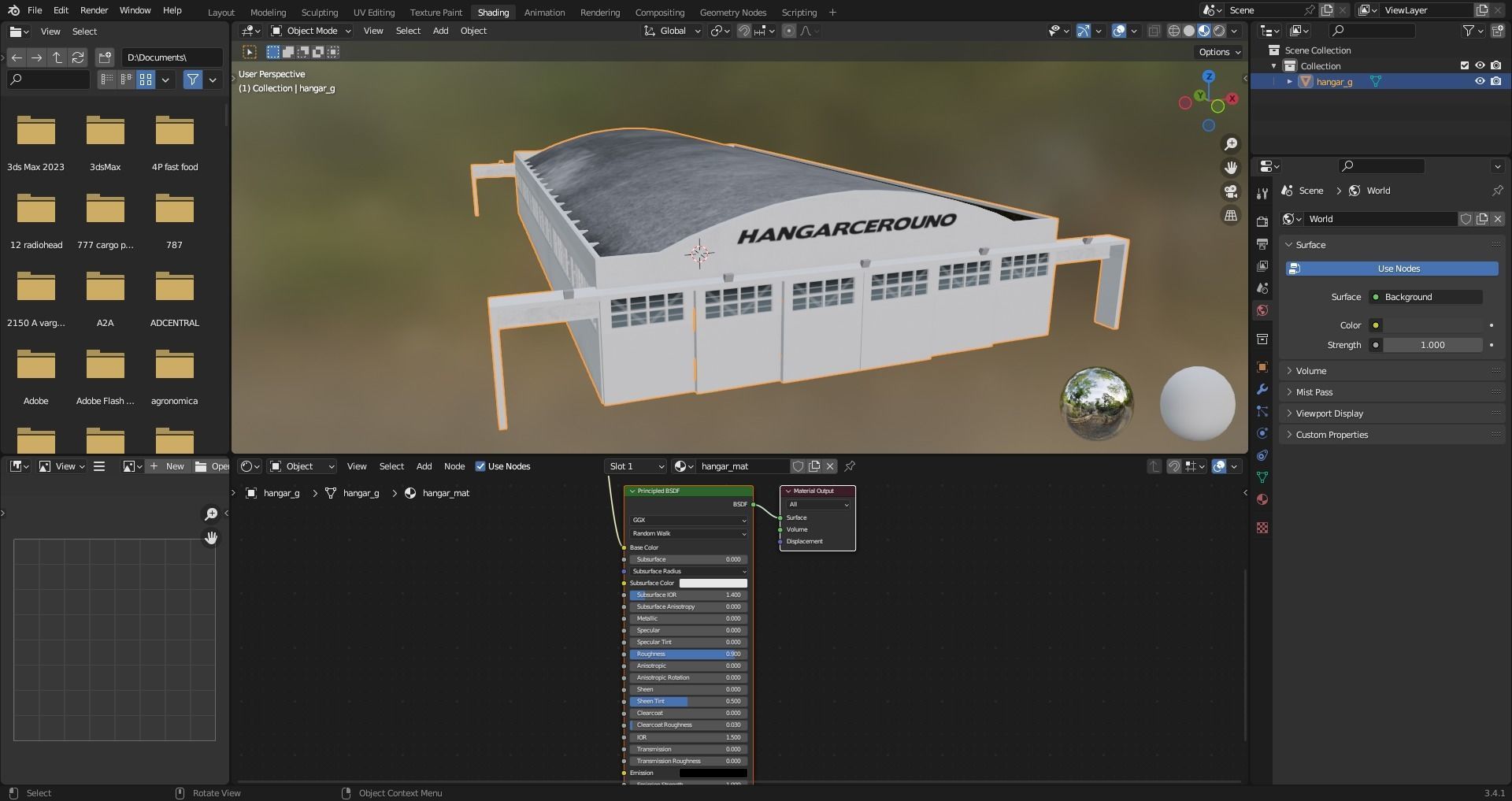 Large Airport Hangar Building escenery Low Poly Low-poly 3D model_5