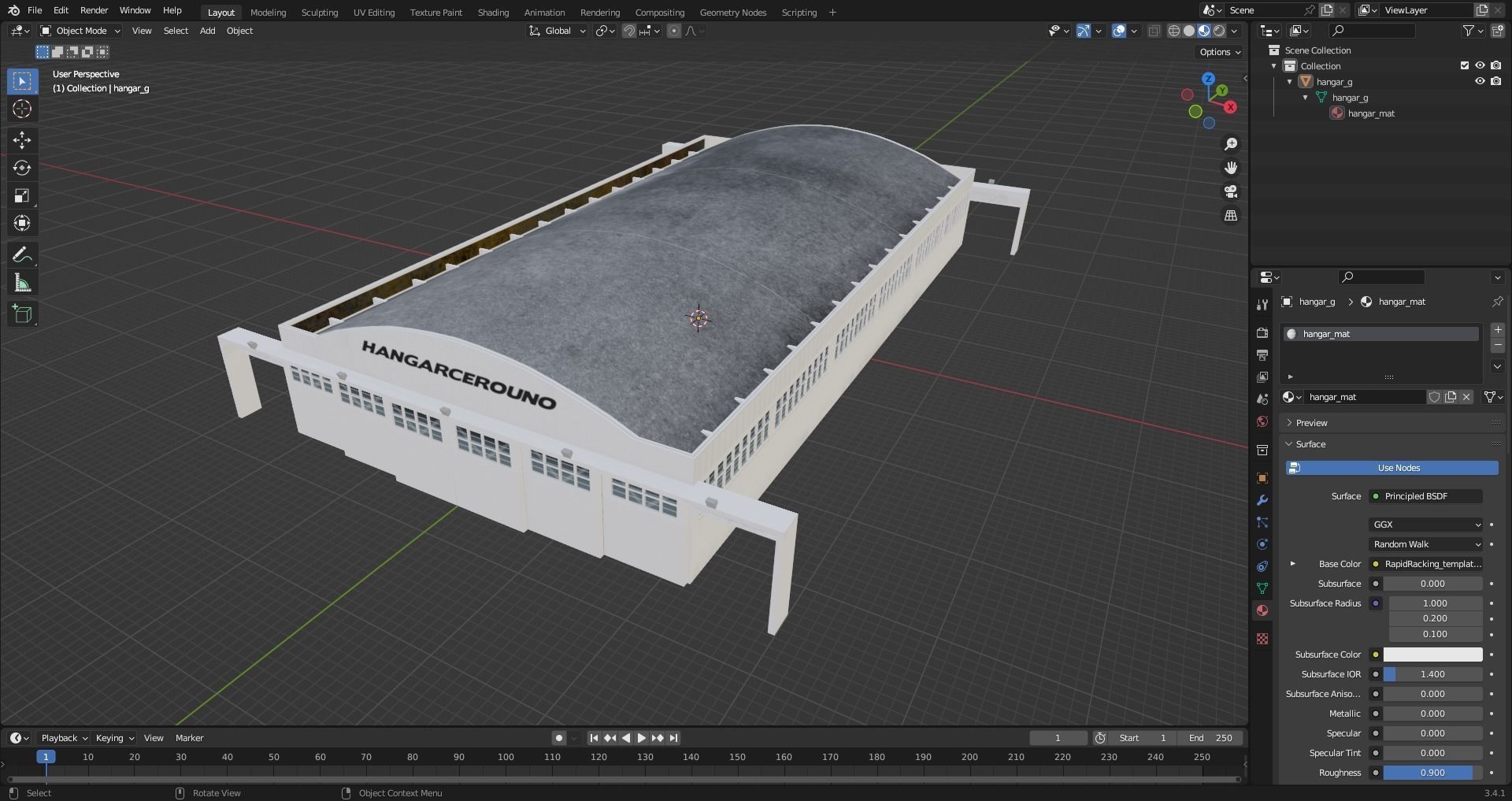 Large Airport Hangar Building escenery Low Poly Low-poly 3D model_4