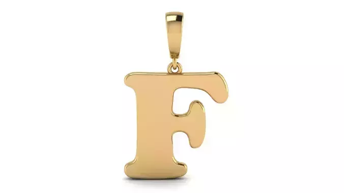 Pendant Alphabet Letter F 15 mm Cooper Black 3D print model