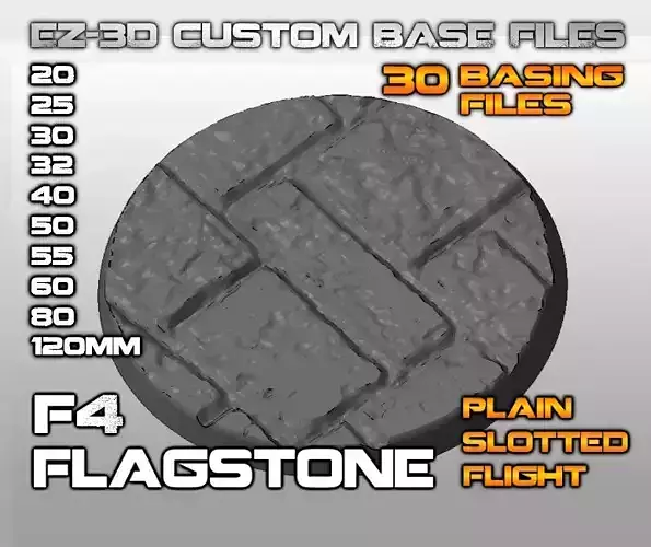 F4 - FLAGSTONE 20-120mm Round Bases 3D print model