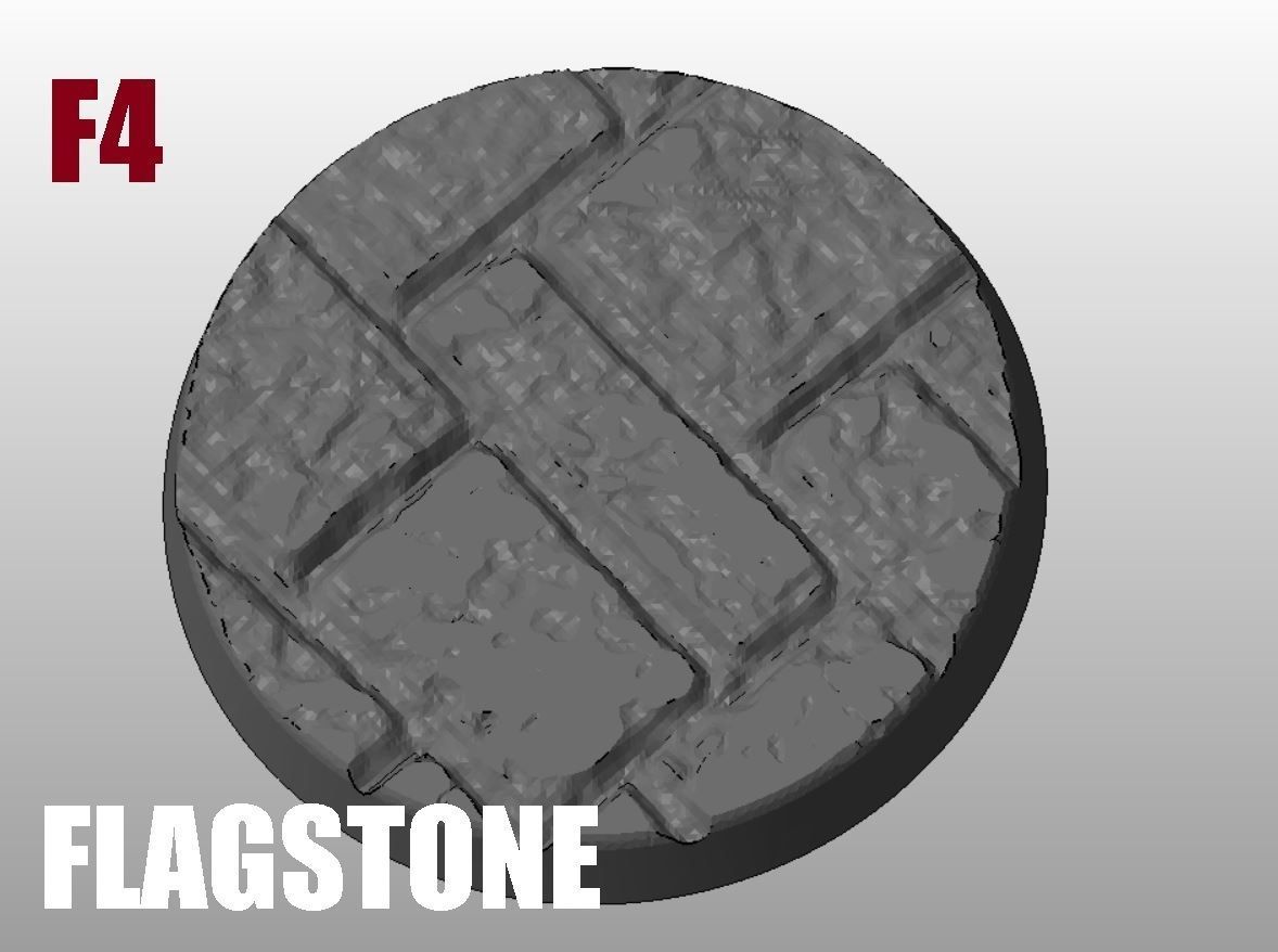 F4 - FLAGSTONE 20-120mm Round Bases 3D print model_4