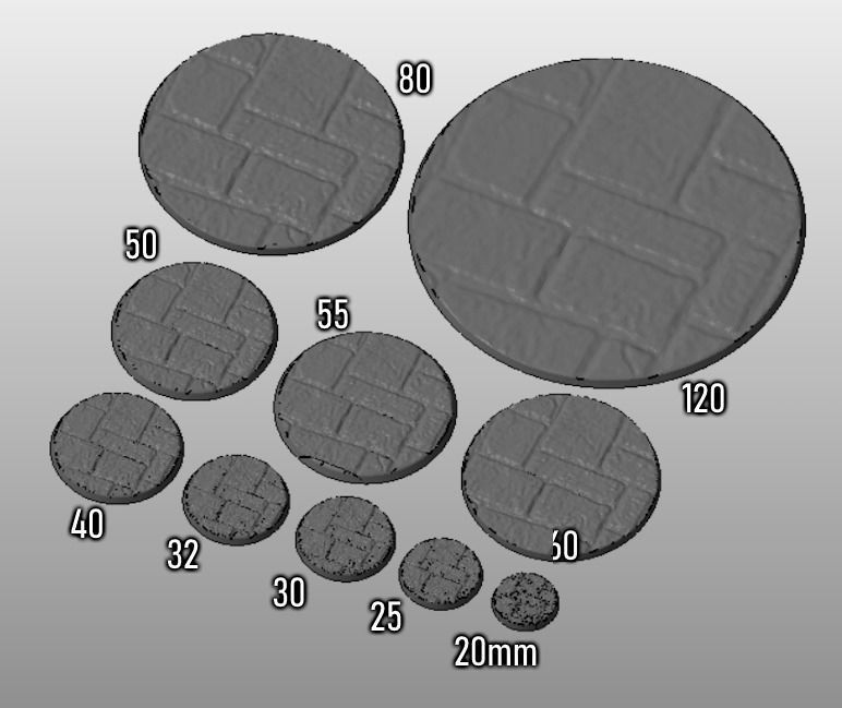 F4 - FLAGSTONE 20-120mm Round Bases 3D print model_1