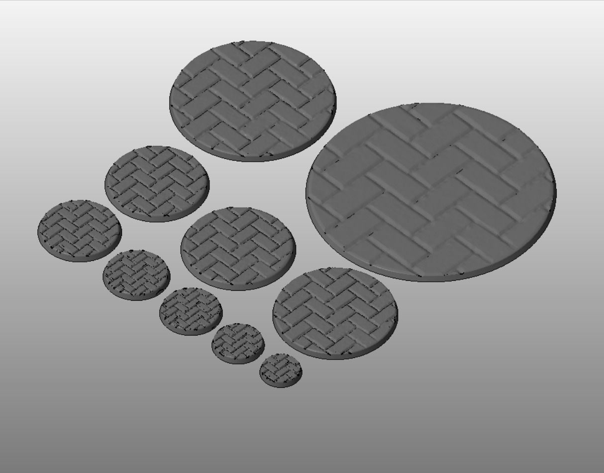 F5 - DIAGONAL BRICK 20-120mm Round Bases 3D print model_2