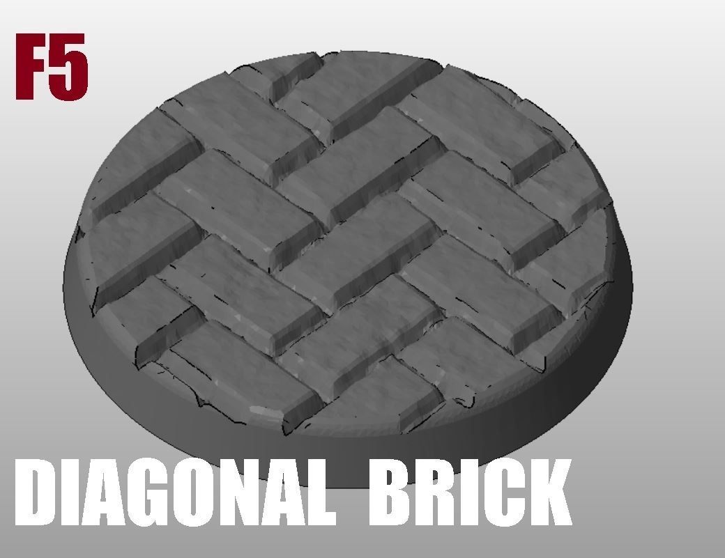 F5 - DIAGONAL BRICK 20-120mm Round Bases 3D print model_4