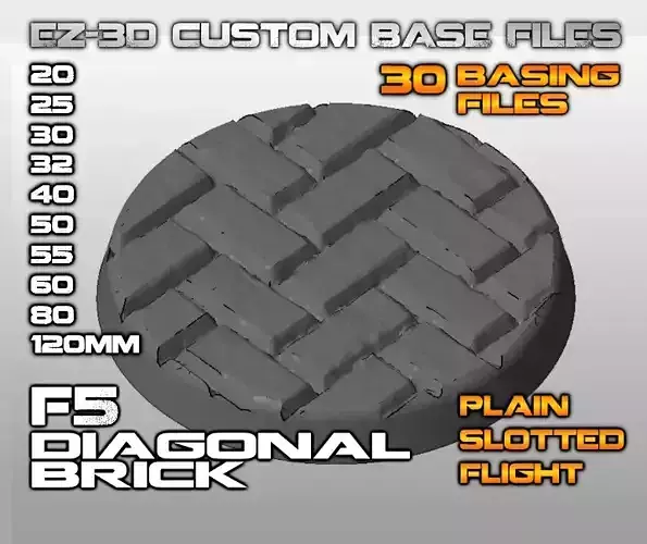 F5 - DIAGONAL BRICK 20-120mm Round Bases 3D print model