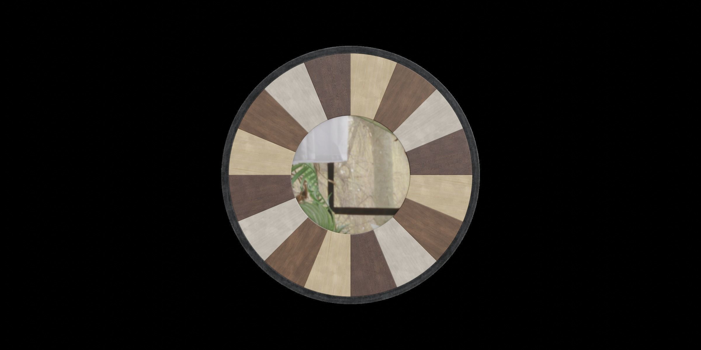 Rustic Wooden Wall Mirror 3D model_4