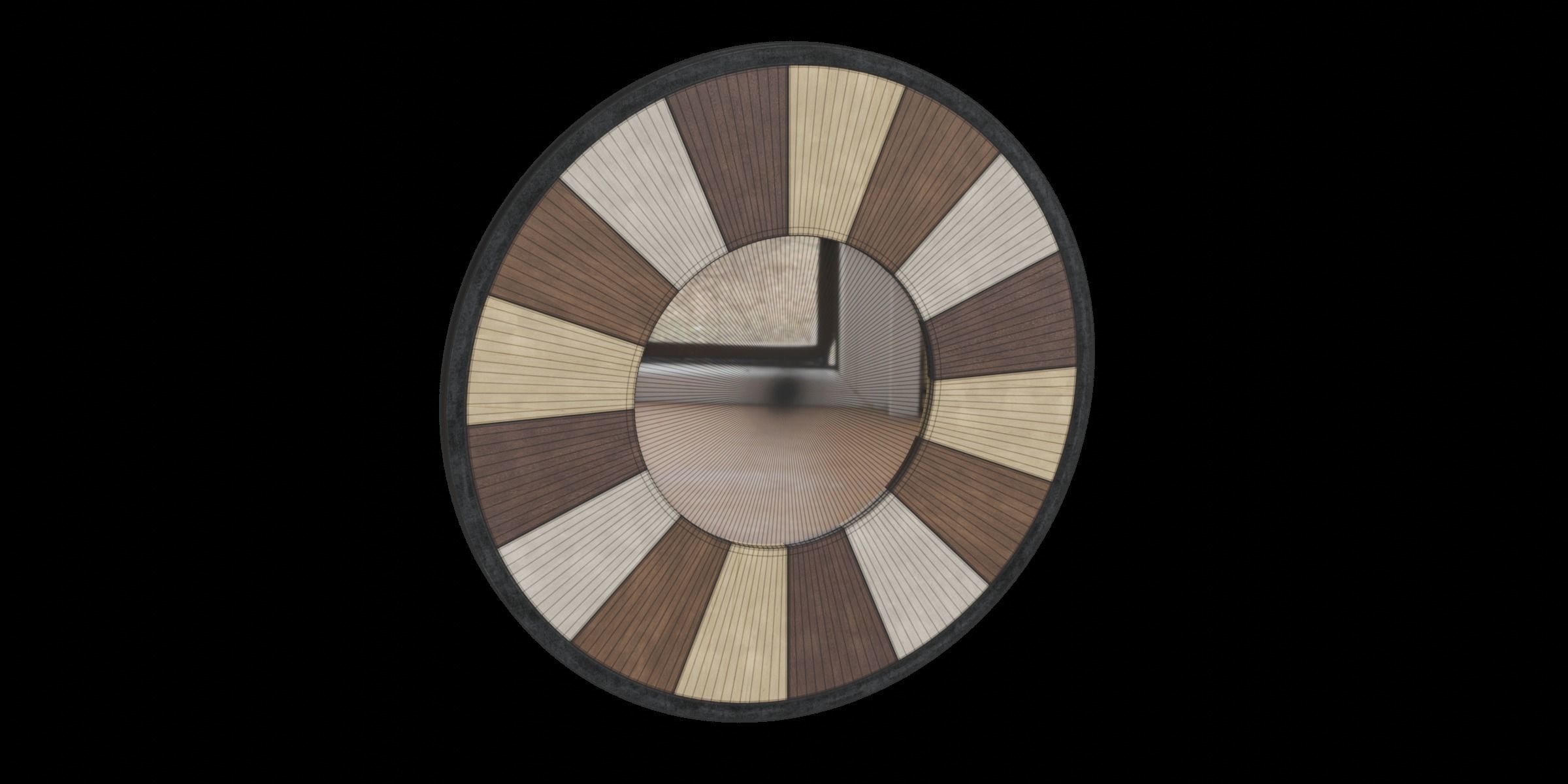 Rustic Wooden Wall Mirror 3D model_3