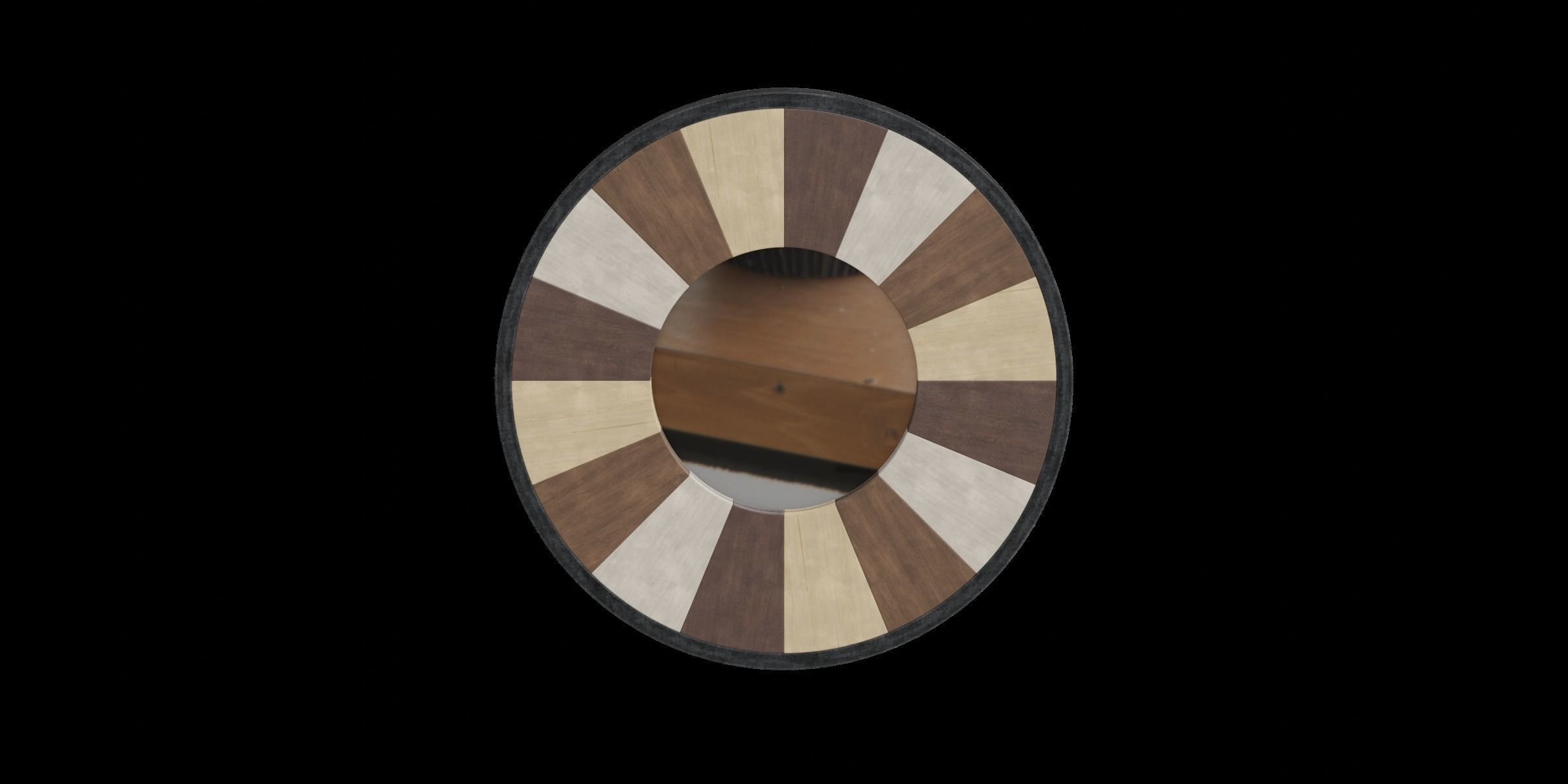 Rustic Wooden Wall Mirror 3D model_11