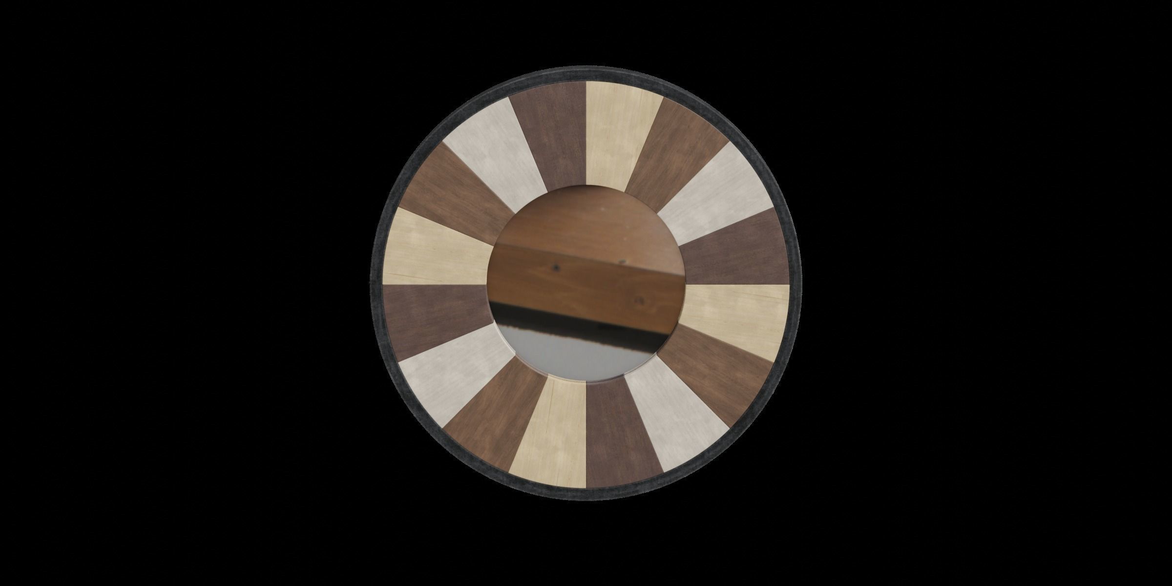 Rustic Wooden Wall Mirror 3D model_8