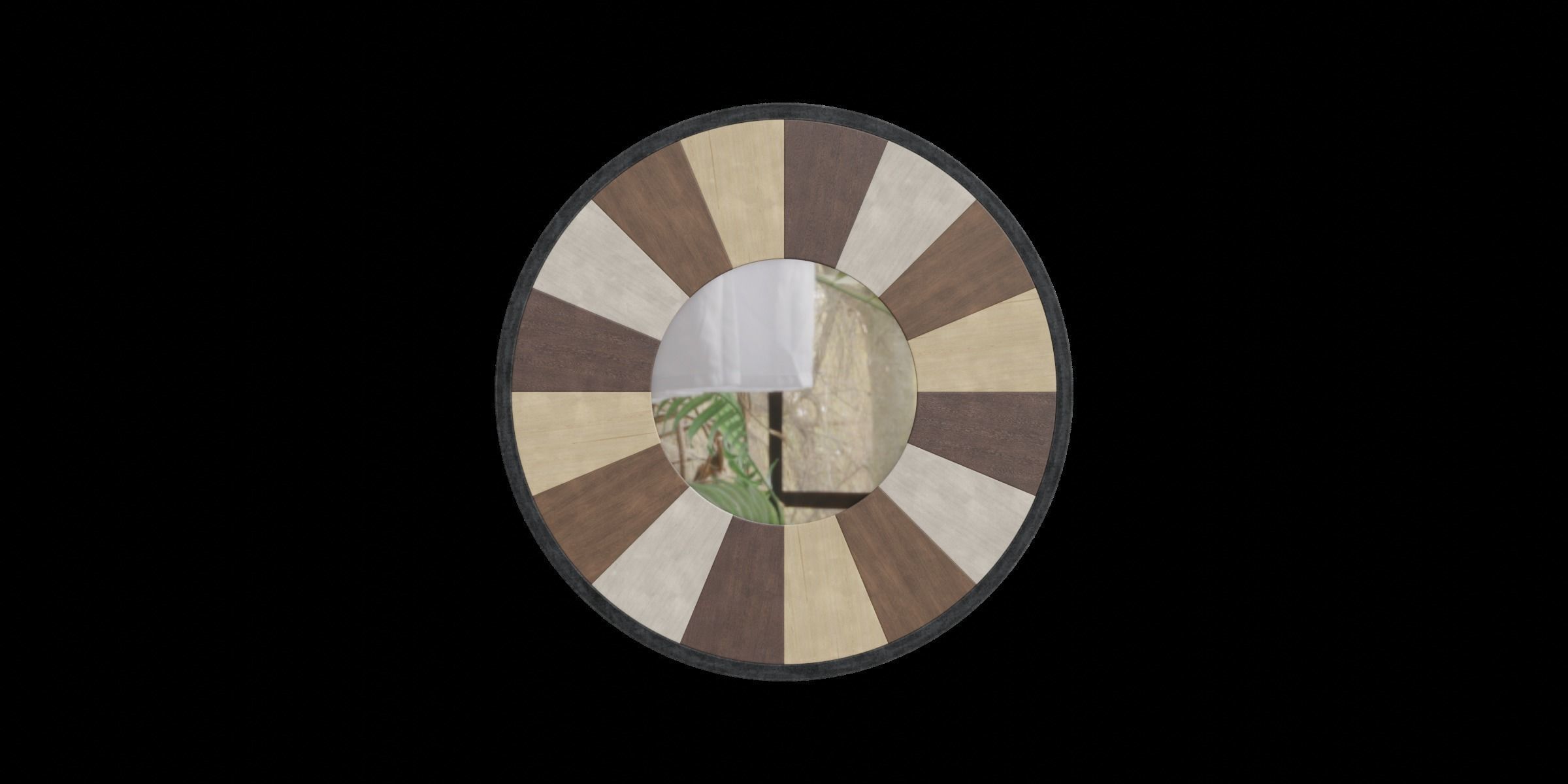 Rustic Wooden Wall Mirror 3D model_6