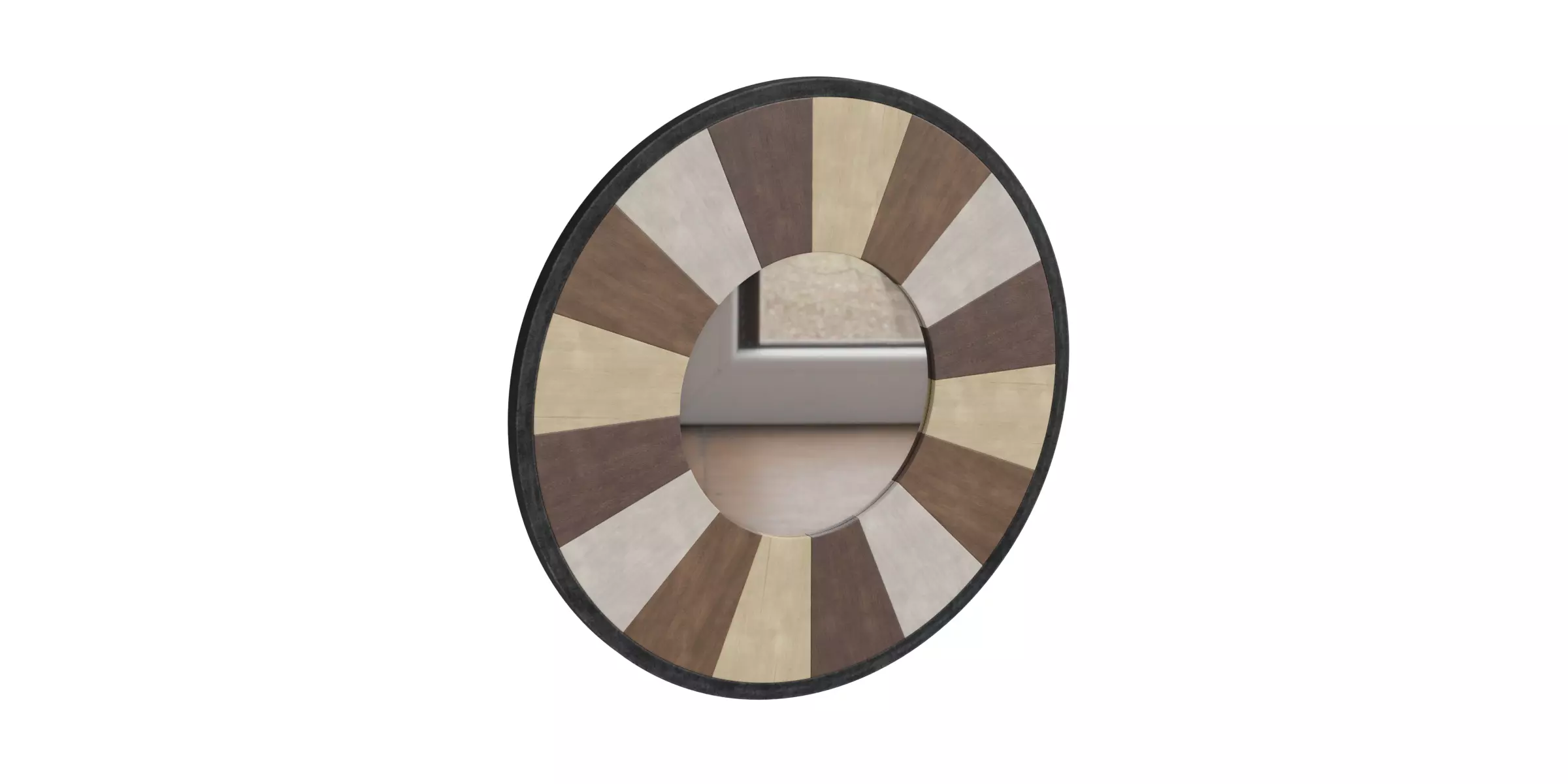 Rustic Wooden Wall Mirror 3D model_0