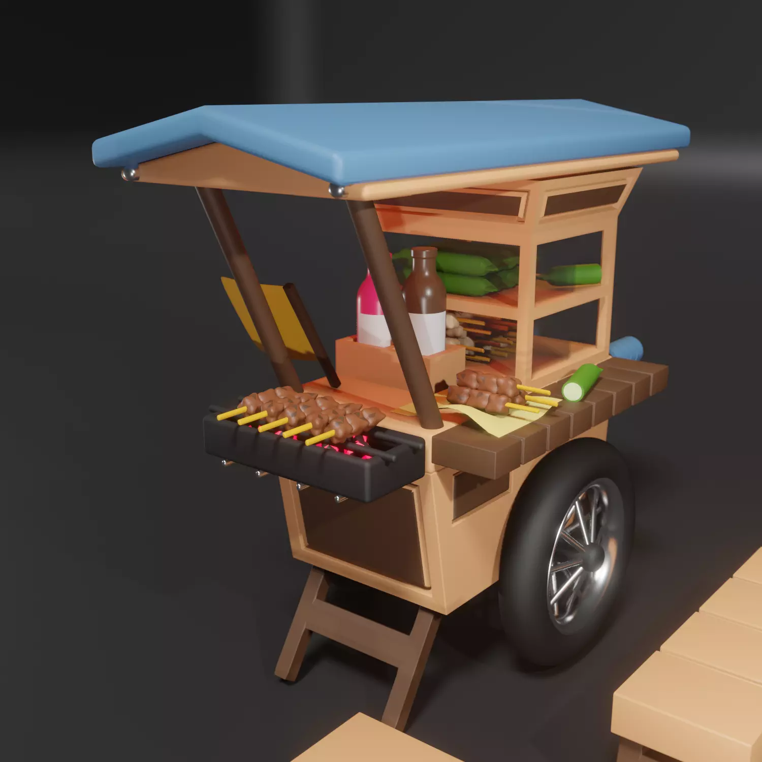 3D Gerobak Sate Madura - Indonesian Satai Cart 3D print model_0