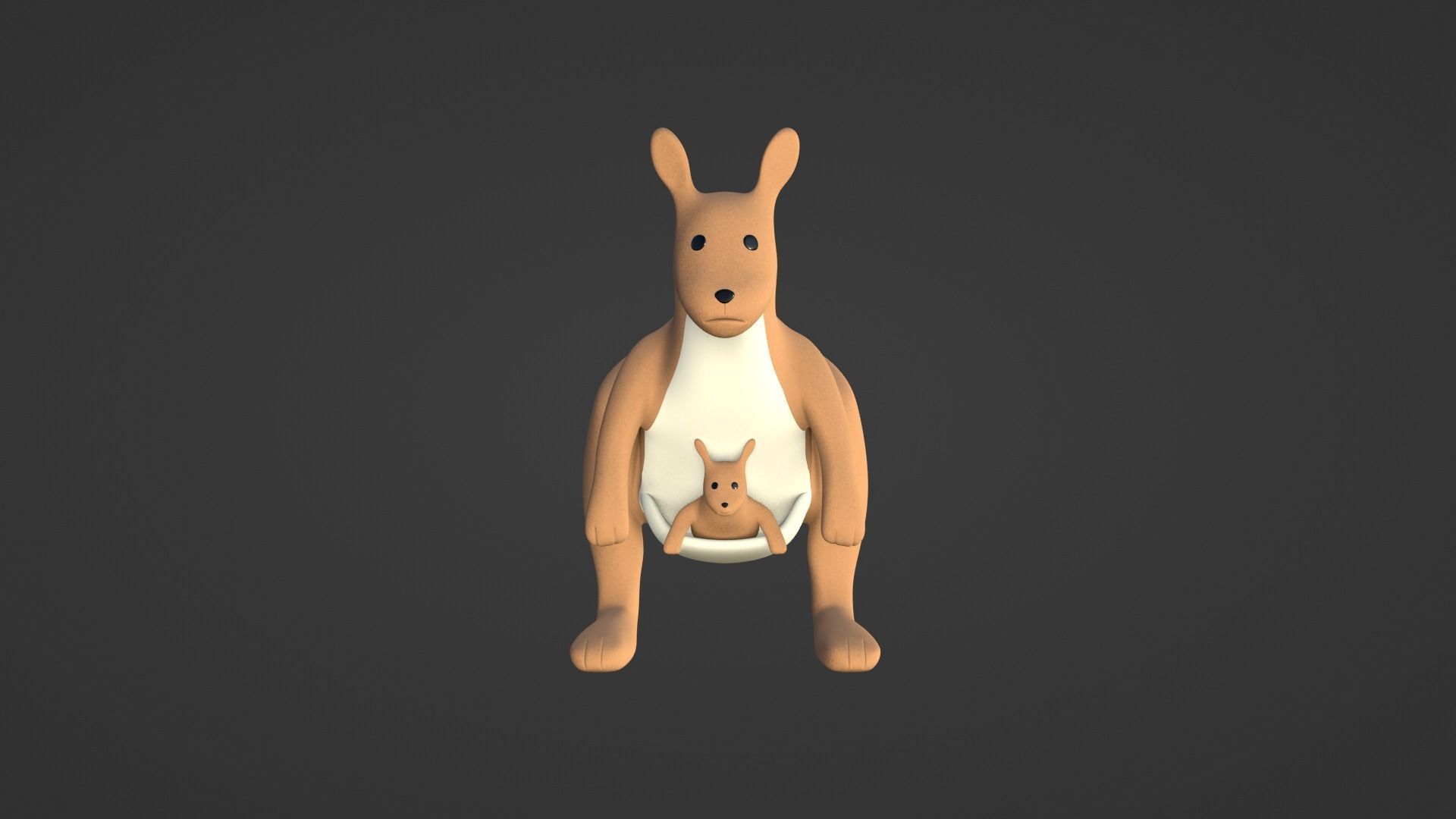 Kangaroo Toy Brown Stuffed 3D model_8