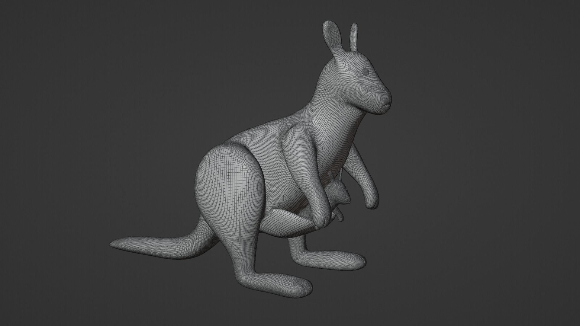 Kangaroo Toy Brown Stuffed 3D model_4