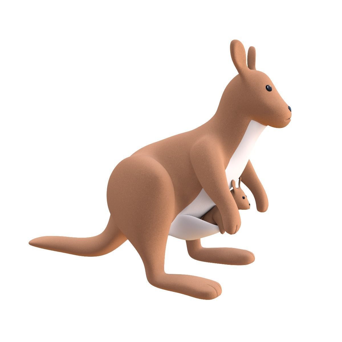 Kangaroo Toy Brown Stuffed 3D model_2