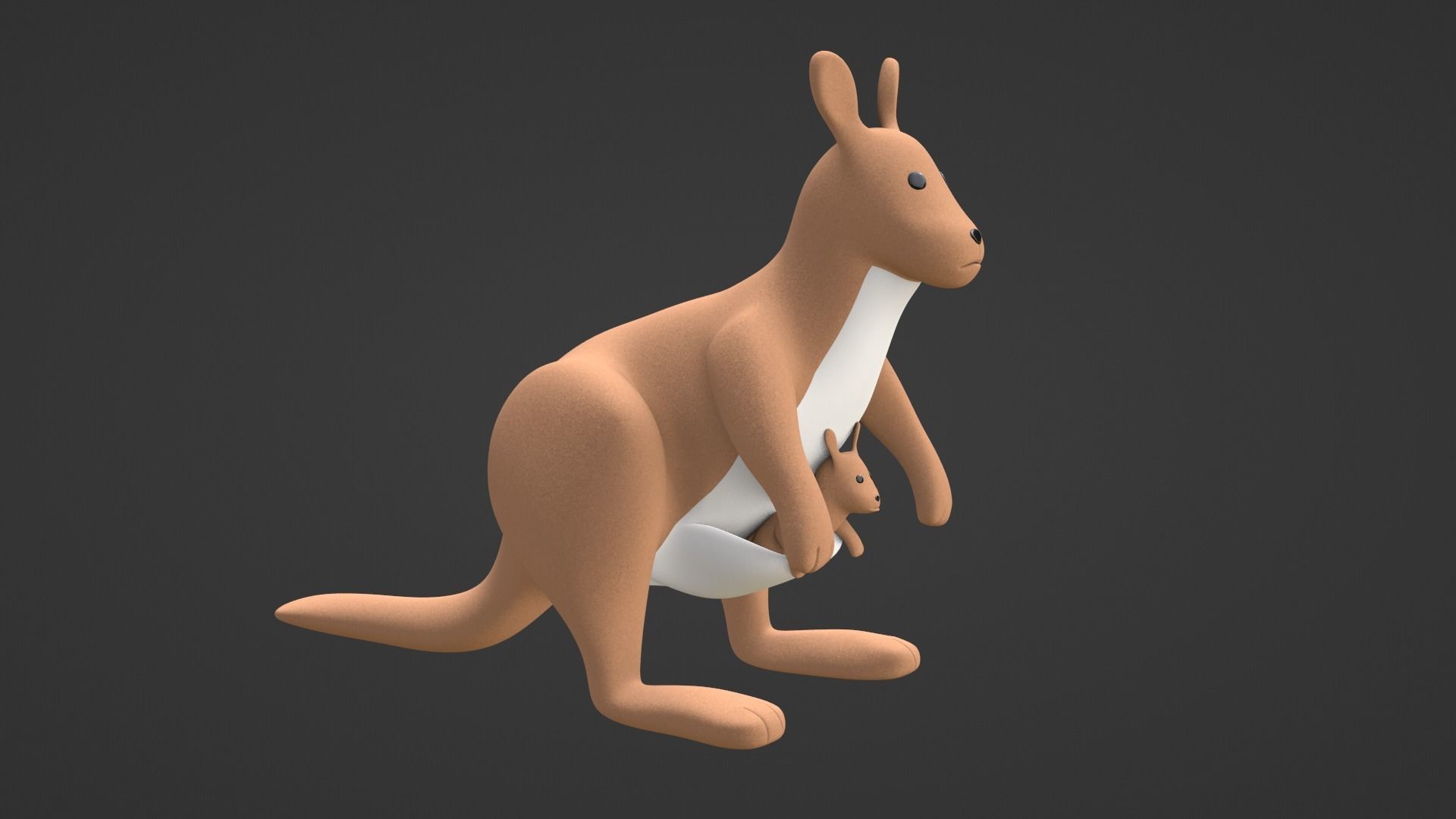 Kangaroo Toy Brown Stuffed 3D model_5