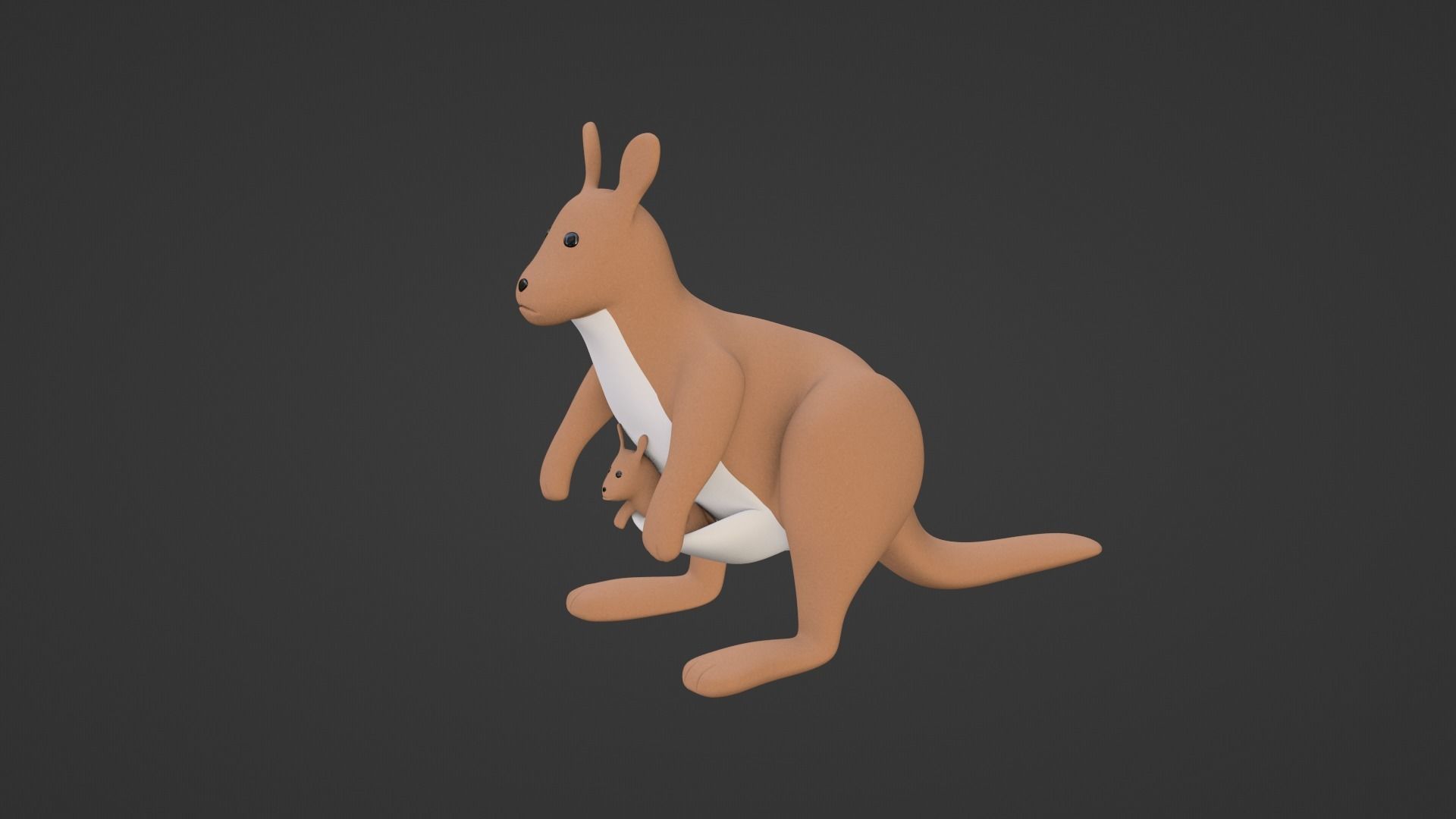 Kangaroo Toy Brown Stuffed 3D model_11