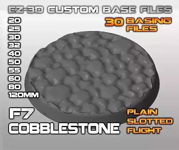 F7 - COBBLESTONE 20-120mm Round Bases 3D print model