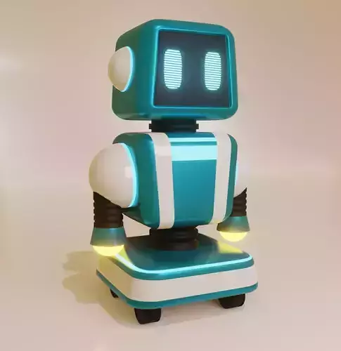 Simple Lowpoly The cute blue robot without rigging