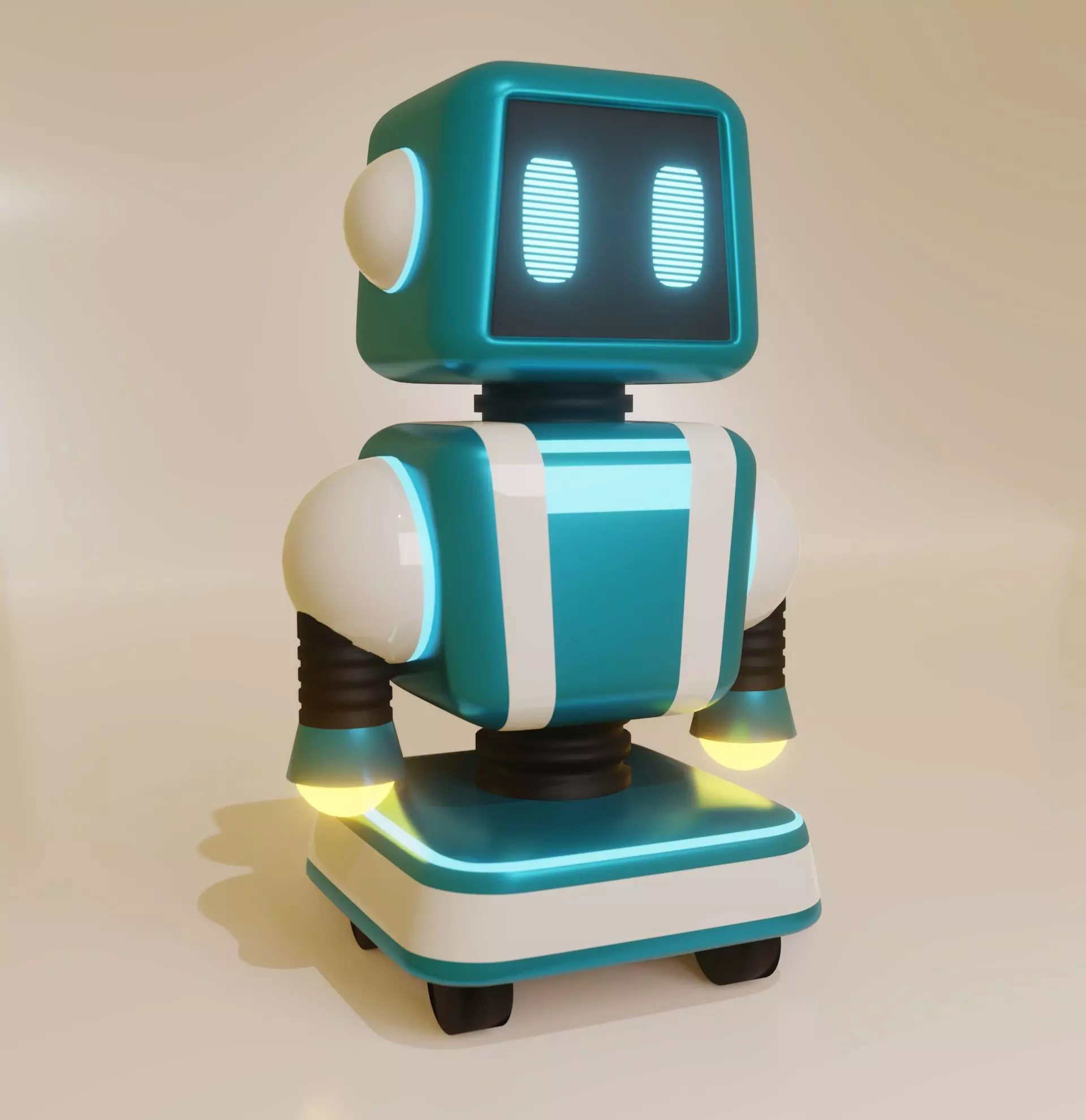 Simple Lowpoly The cute blue robot without rigging Free 3D print model