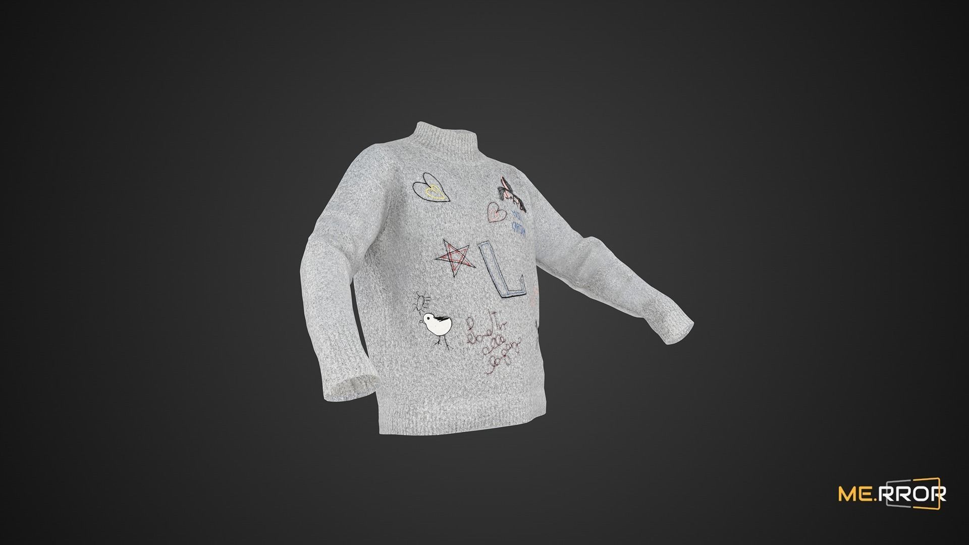Game Ready Gray Knit Sweater Low-poly 3D model_5