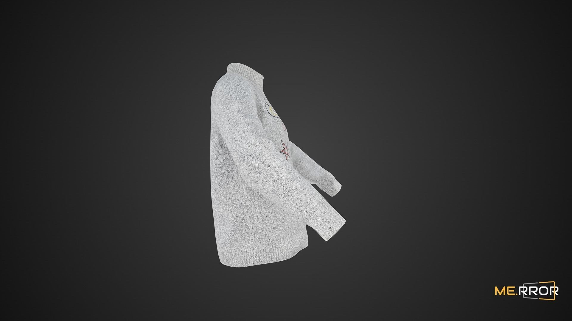 Game Ready Gray Knit Sweater Low-poly 3D model_4