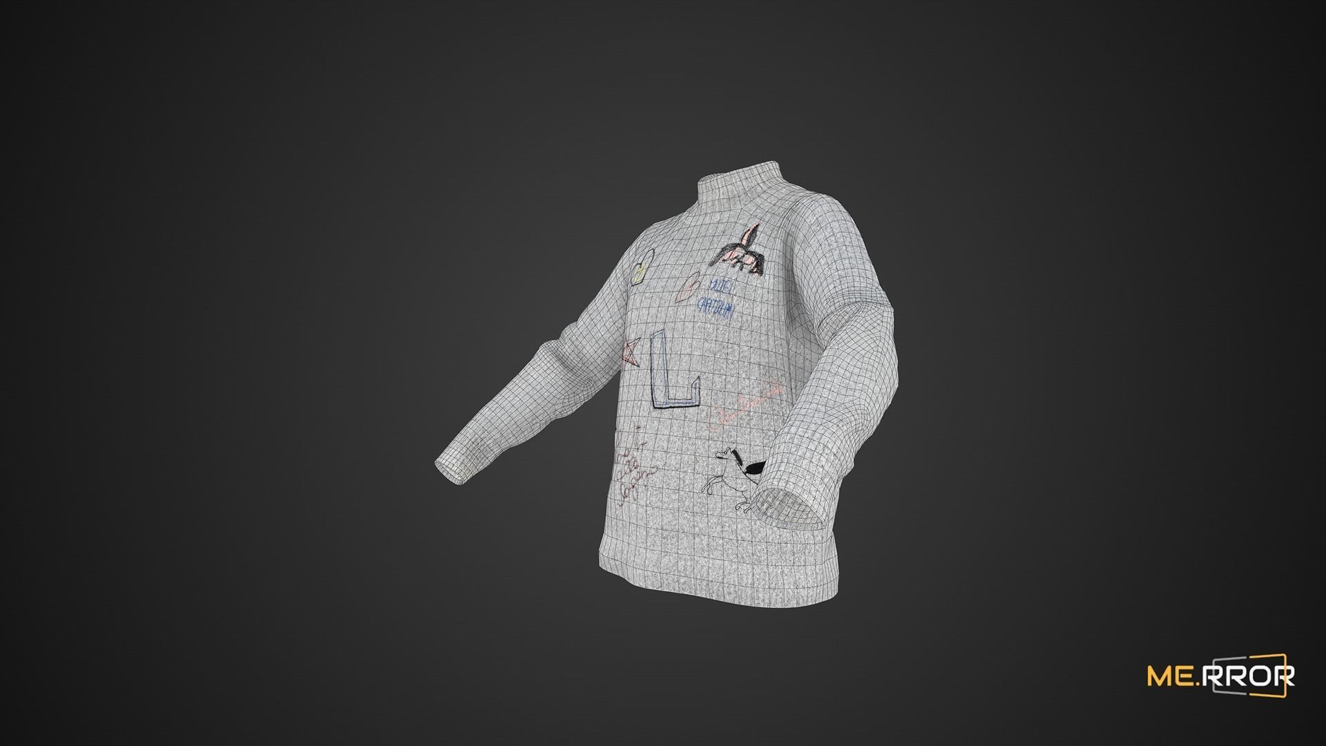Game Ready Gray Knit Sweater Low-poly 3D model_7