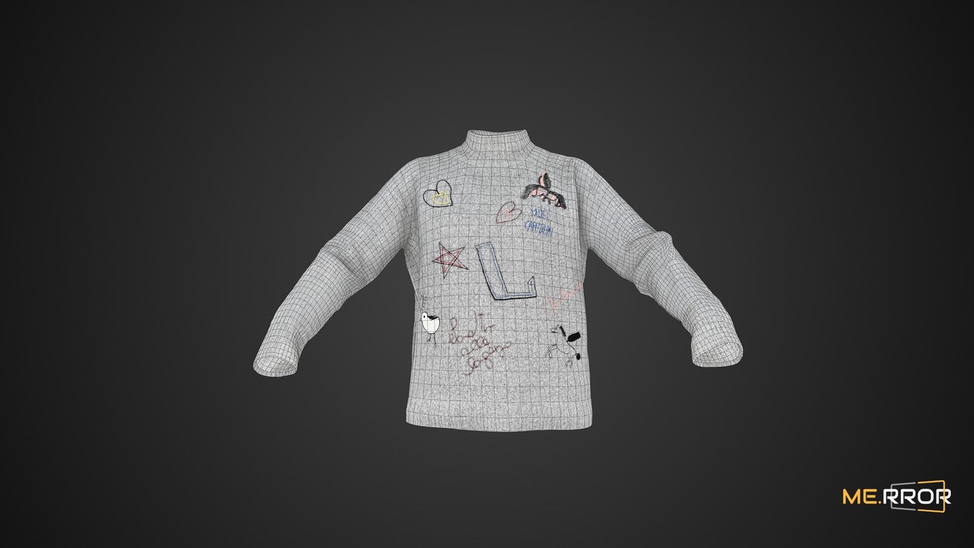 Game Ready Gray Knit Sweater Low-poly 3D model_1