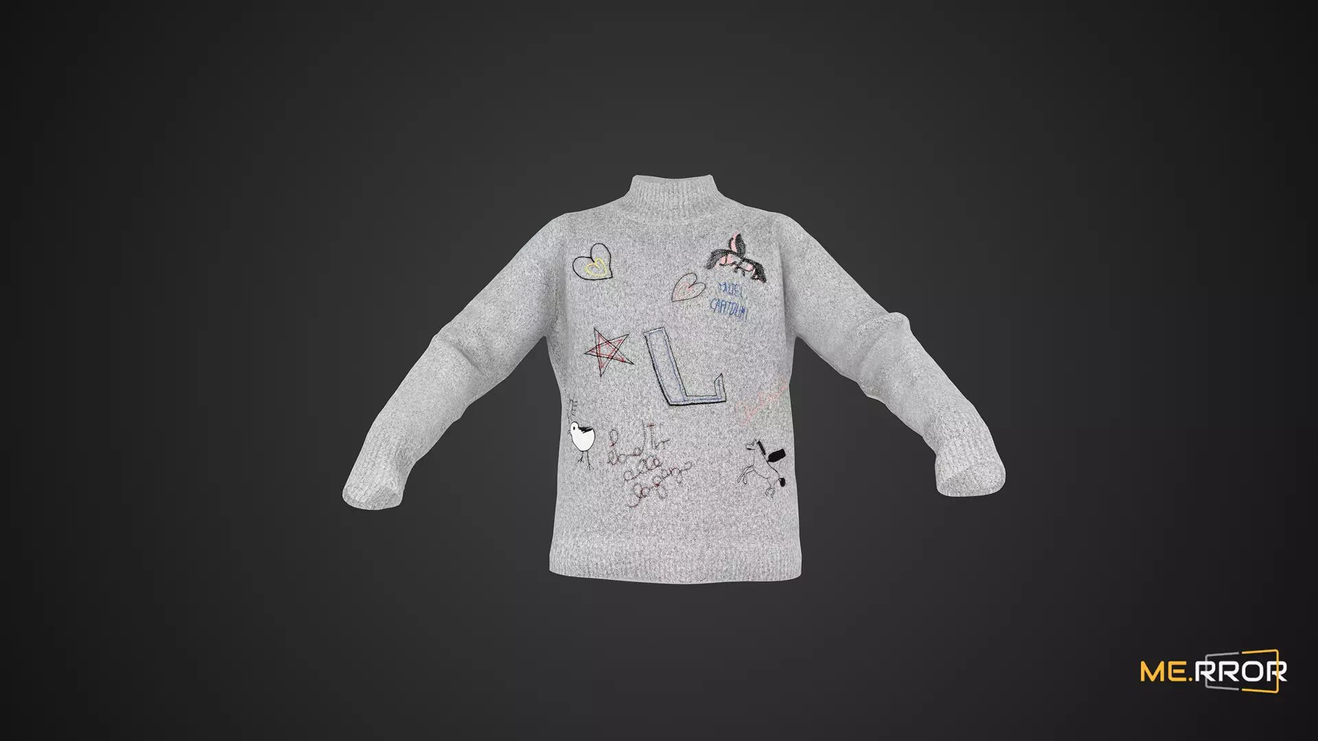 Game Ready Gray Knit Sweater Low-poly 3D model_0
