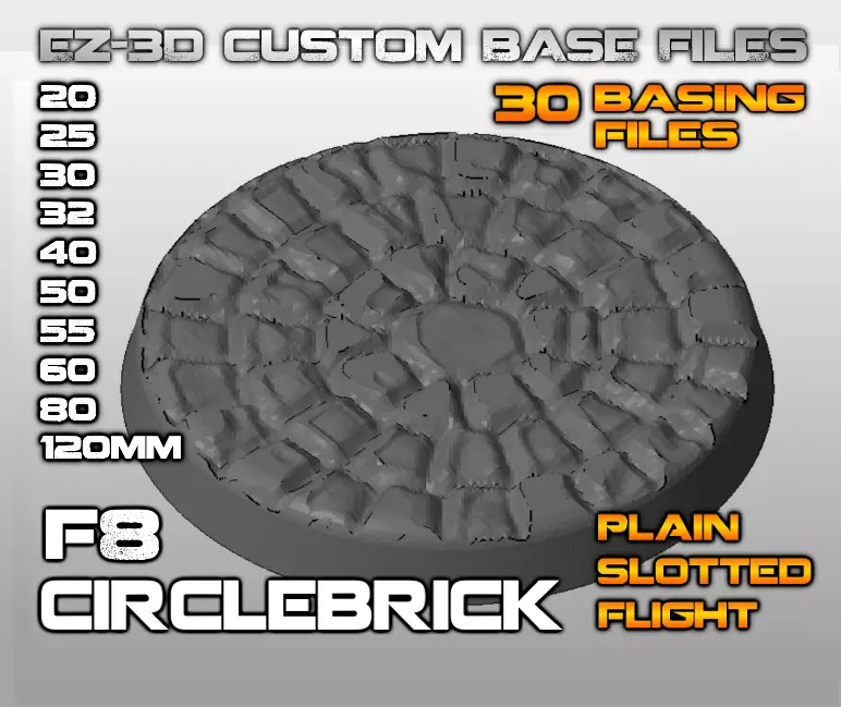 F8 - CIRCLE BRICK 20-120mm Round Bases 3D print model_0