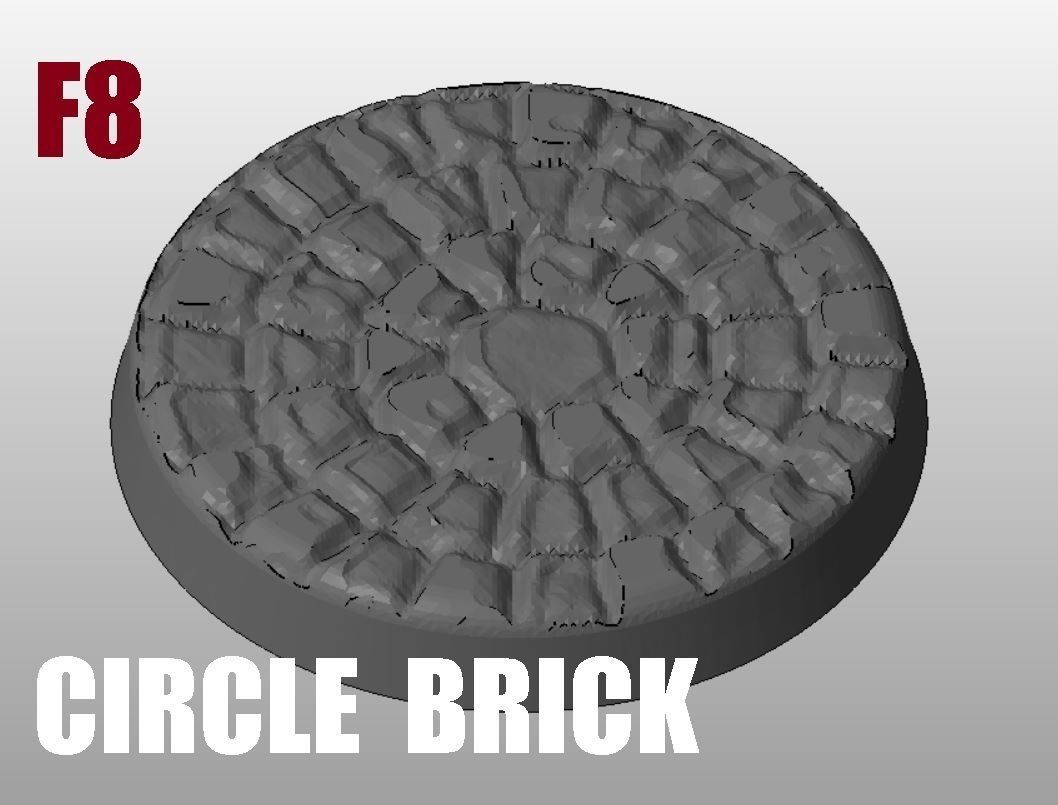 F8 - CIRCLE BRICK 20-120mm Round Bases 3D print model_4