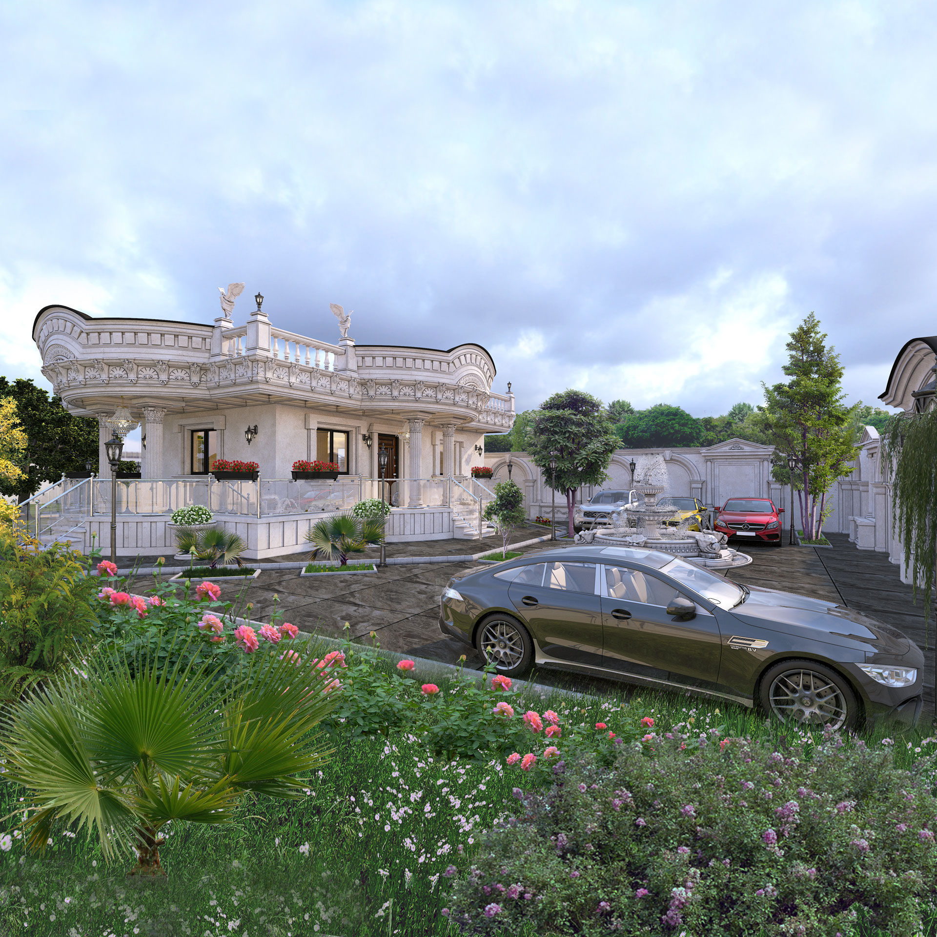 classic villa 3D model_2