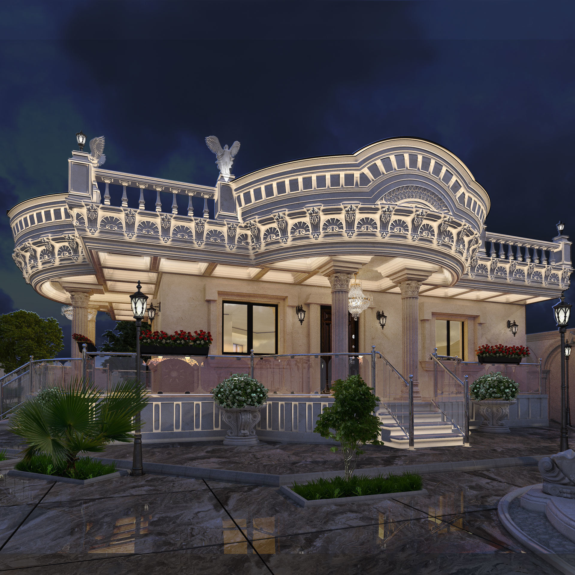 classic villa 3D model_1