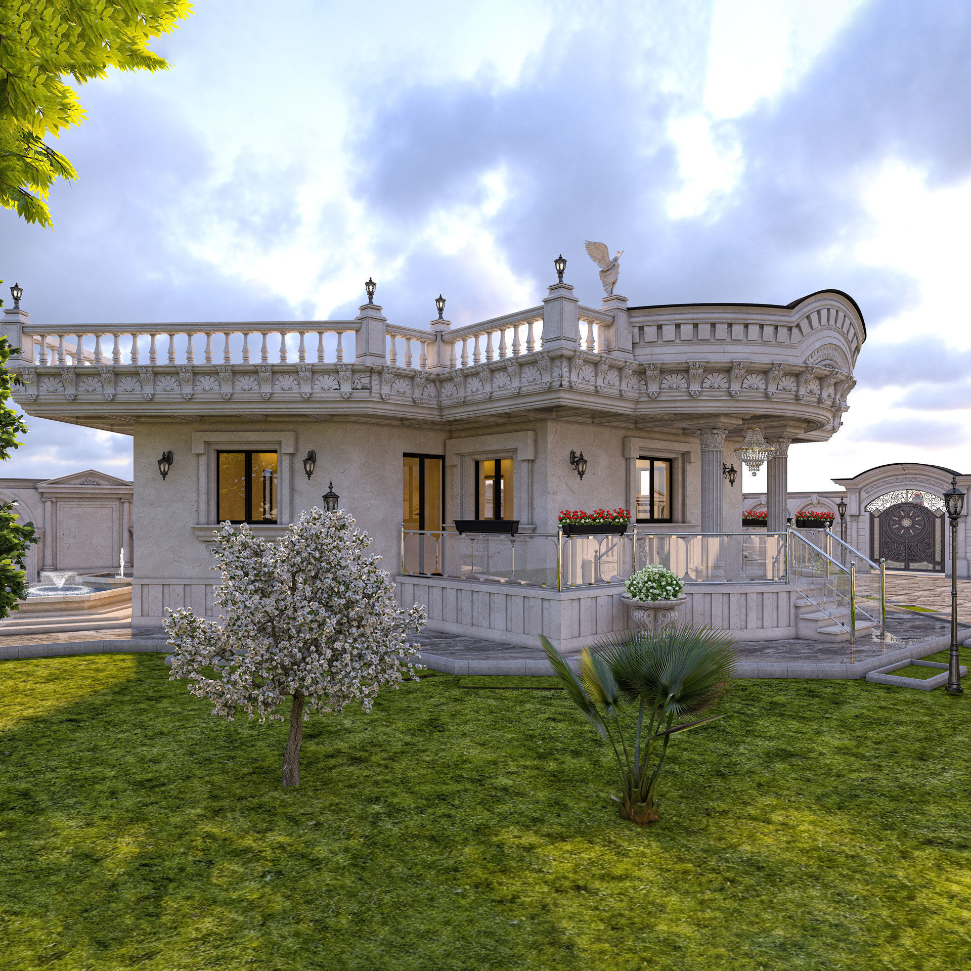 classic villa 3D model_4