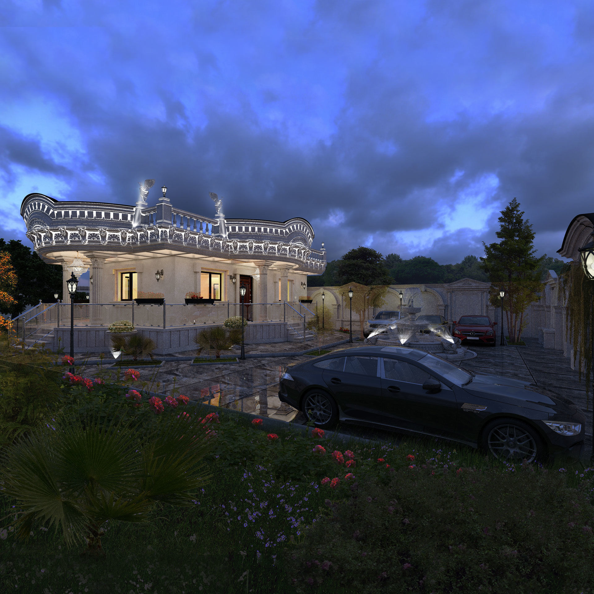 classic villa 3D model_3