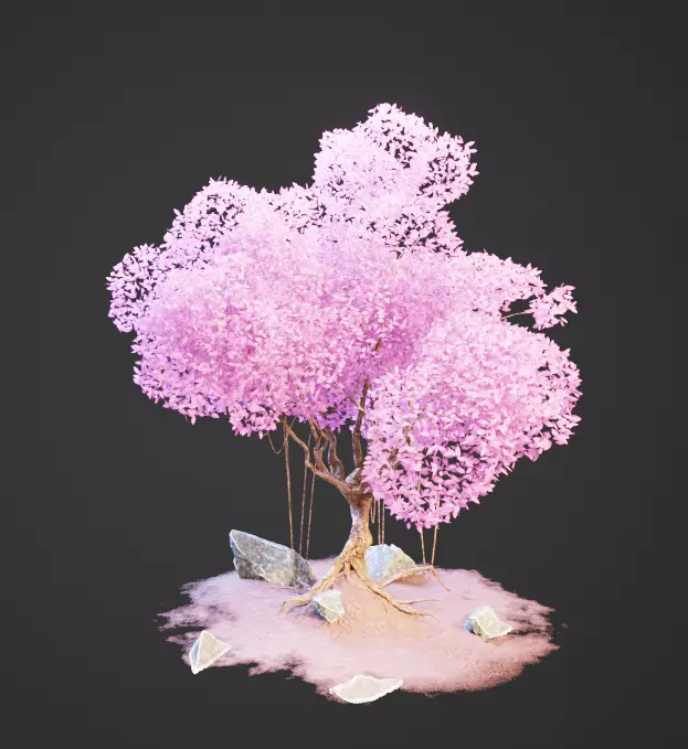 Customizable Stylized Fantasy Tree Low-poly 3D model_0