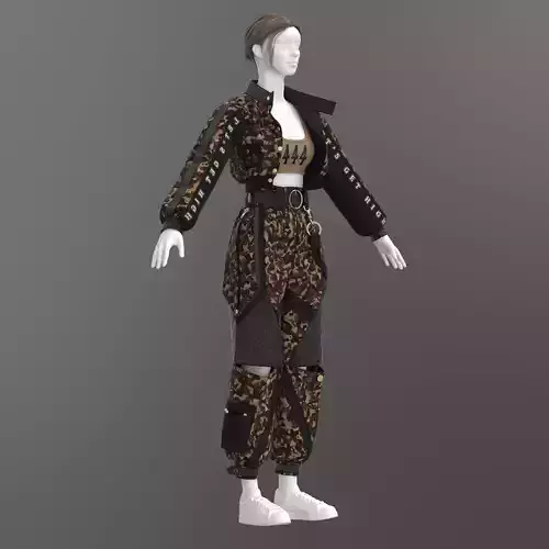 Female amry outfit obj fbx zprj 4k texture 3D model