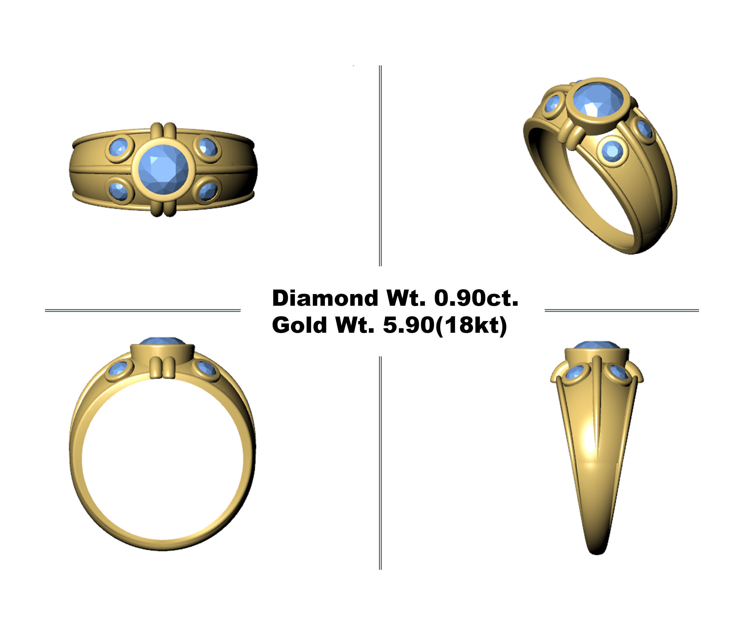 Diamond Ring 3D print model_10