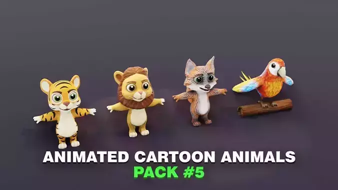 Animated Cartoon Animals 3D Models Collection 05 