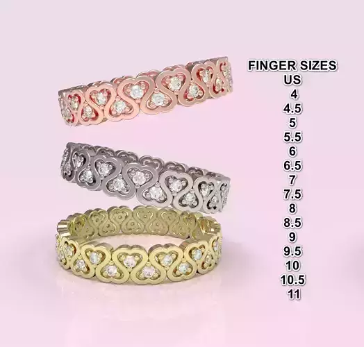 Heart Diamond Eternity Band Ring packag  most sizes