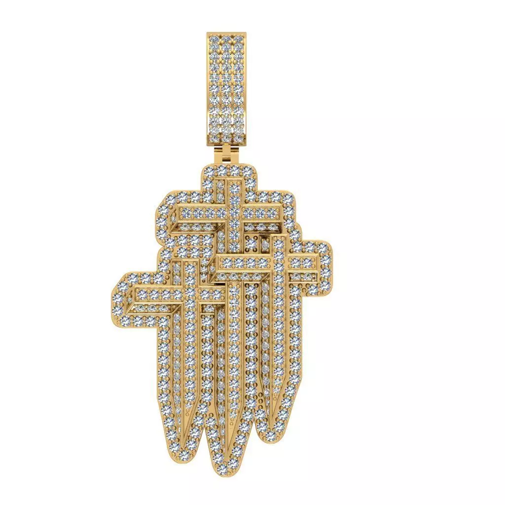 HAMSA HAND CROSS PENDANT 3D print model