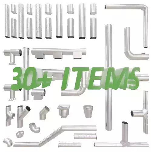 Round HVAC Ducting Pack Low-poly 3D model