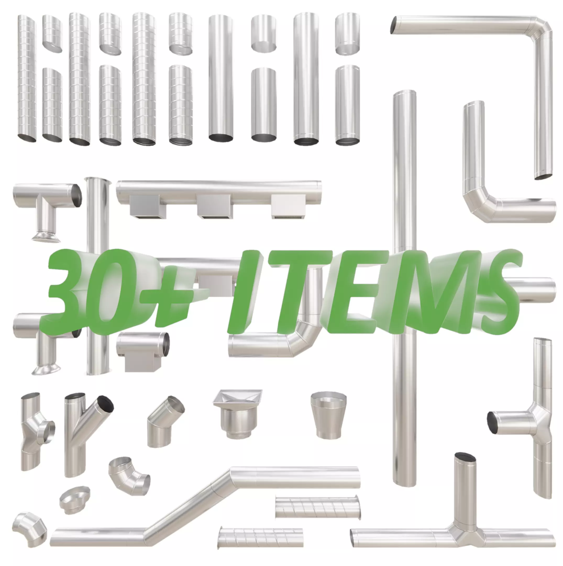 Round HVAC Ducting Pack Low-poly 3D model