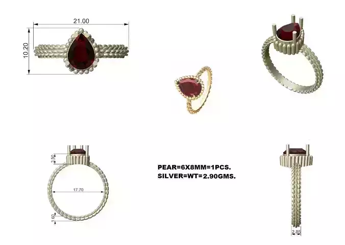 Pear shaped  engagement ring