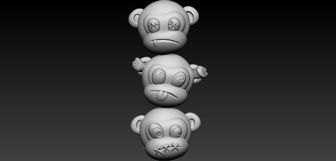 3 monkey model 3D print model_1